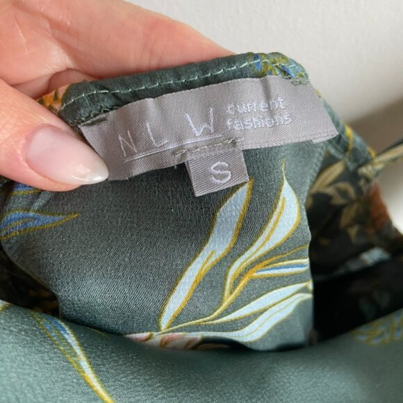 Floral Print Green Mini Dress with Drawstring - Picture 6 of 7